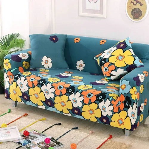 Miniatura 20 de IMYOGI Funda de sofá de alta elasticidad estampada, funda de elastano elástica para sofá de esquina, lavable para 3 cojines, protector de muebles