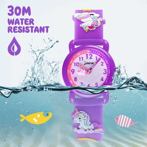 Miniatura 3 de Reloj de pulsera para niños de 3 a 10 años diseño de unicornio de dibujos animados impermeable de silicona para niños pequeños el mejor regalo