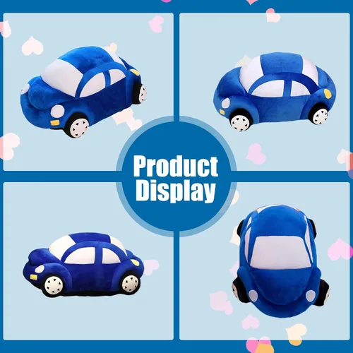 Miniatura 3 de zhidiloveyou Almohada con forma de coche de peluche azul con forma de coche lindo regalo de decoración para niños 11.8 pulgadas