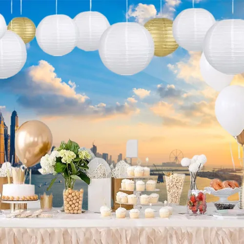Miniatura 6 de Faroles de papel decorativos, faroles chinos colgantes para interiores y exteriores, para cumpleaños, bodas, Navidad, novia, decoración del hogar