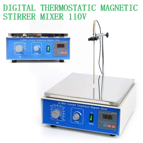 Miniatura 4 de Agitador magnético digital de placa caliente de 10L 300W, mezclador de laboratorio con calefacción termostática, velocidad ajustable de 0-1250 RPM