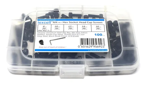 Miniatura 9 de iexcell Juego de 1500 piezas de tornillos de cabeza hexagonal de grado 12.9 M3 x 4/6/8/10/12/16/20/25/30/35/40/45/50 de grado 12.9 con acabado