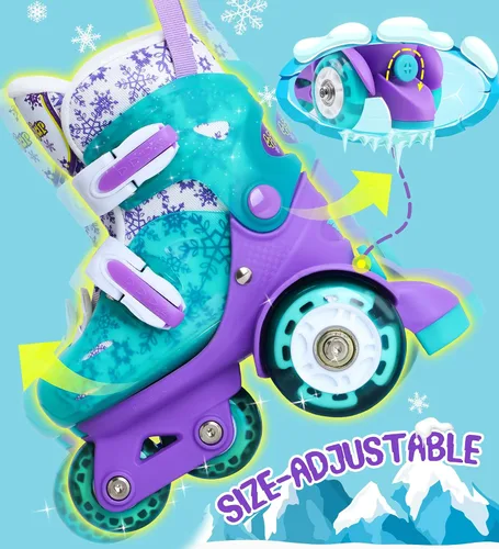 Miniatura 6 de Patines de ruedas ajustables para niños, niñas y señoras con ruedas que se iluminan con flash (edad 3-9), equilibrio de tres puntos, empaque de caja