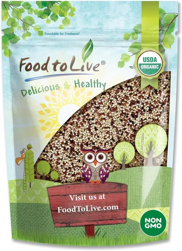 Miniatura 7 de Food to Live Quinua orgánica tricolor, 1 libra, sin OMG, mezcla de quinua blanca, negra y roja, grano entero, semillas crudas, no irradiada, kosher
