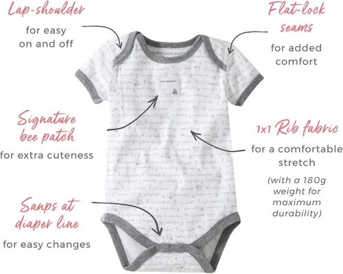 Miniatura 35 de Burt's Bees Baby Body de algodón orgánico – Bebé niño y niña manga corta y larga de una pieza, 5