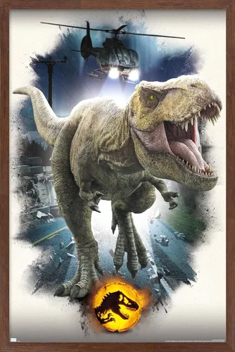 Miniatura 17 de Trends International Jurassic World: Dominion - Póster de pared focal de T. Rex, 22.375 x 34 pulgadas, versión enmarcada de madera de granero