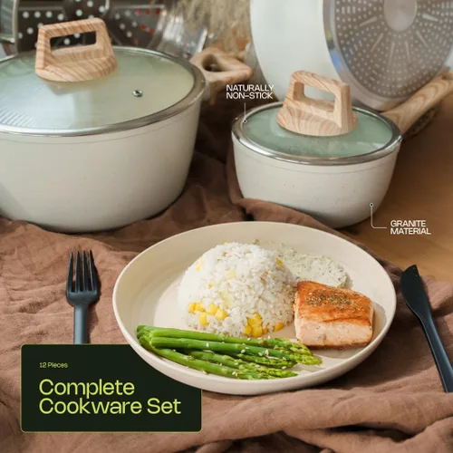 Miniatura 2 de Caldwell - Juego de ollas y sartenes de acero inoxidable de 10 piezas, utensilios de cocina de inducción profesionales con distribución uniforme