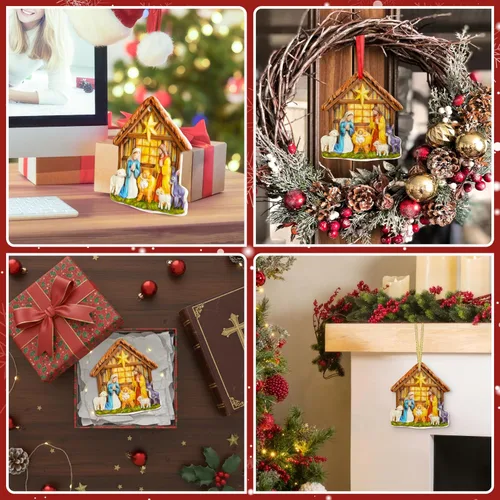 Miniatura 8 de TEEZWONDER Regalos navideños cristianos para mujeres y hombres - O Holy Night Adornos navideños de natividad en porcelana 3D 2025 - Regalos