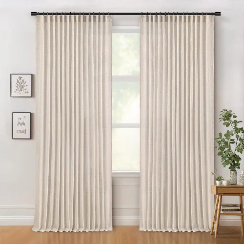 Miniatura 5 de MIULEE Cortinas de lino natural de 84 pulgadas de largo 2 paneles, con pestaña trasera con cinta plisada, cortinas de textura de lino suave y gruesa