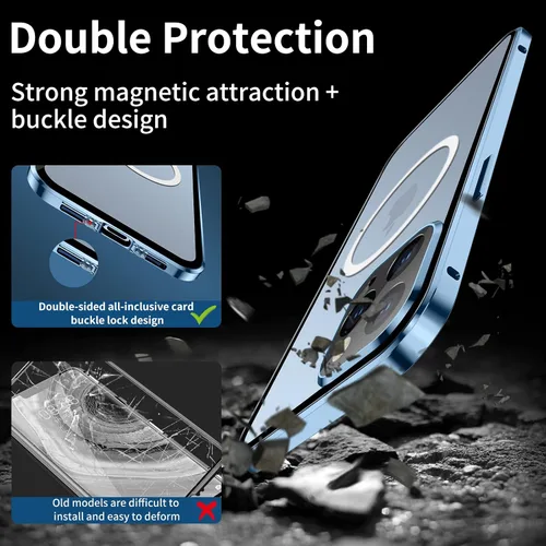 Miniatura 3 de Funda para iPhone 13 Pro, compatible con Magsafe funda de protección de cuerpo completo de 360 grados, parachoques magnético de metal de atracción +