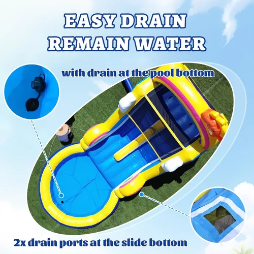 Miniatura 9 de Tobogán acuático de grado comercial de 24 pies de largo para adultos, (tobogán doble) (PVC completo resistente) (piscina de agua grande)