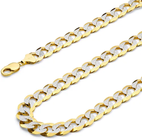 Miniatura 2 de 14k REAL Yellow/Two Tone Gold Bevelled Hollow 11mm, 9mm, 6.5mm, 5mm, 4.5mm, 3.5mm, 2.5mm, 2mm Cuban Curb Chain Necklace/Bracelet with Lobster Claw