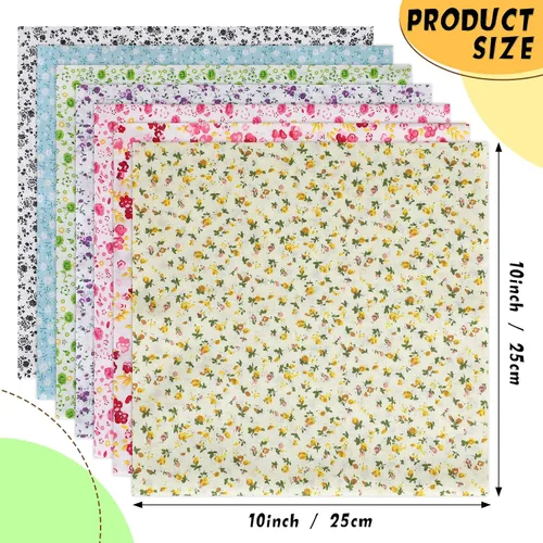 Miniatura 2 de Macarrie 35 piezas de tela de retazos de tela 100% algodón para coser acolchados, paquetes de cuadrados estampados florales, suministros de costura