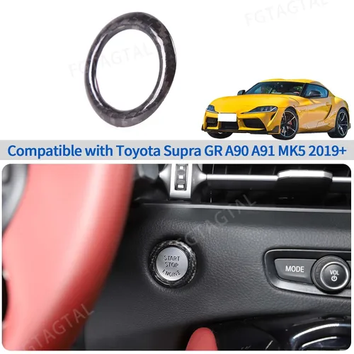 Miniatura 5 de Anillo de arranque de encendido de fibra de carbono real para Toyota Supra GR A90 A91 MK5 2019-2026, anillo de botón de arranque del motor