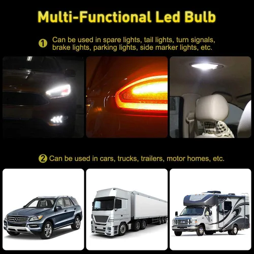 Miniatura 6 de 12 V 1156 Paquete de 10 bombillas LED blancas brillantes 1156 1141 1003 50-SMD para interior de coche RV Camper luz