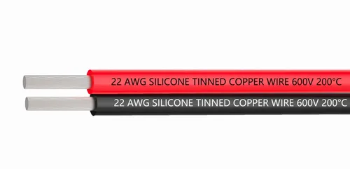 Miniatura 2 de TUOFENG Cable eléctrico de silicona de 22 AWG de 30 pies [15 pies negro y 15 pies rojo] 2 conductores de alambre paralelo cables de cobre estañado