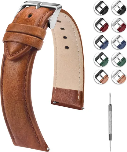 Fullmosa Axus Correa de reloj de liberación rápida, de cuero genuino y 12 colores de 0.55, 0.63, 0.71, 0.75, 0.79, 0.87 o 0.94 pulgadas (elige el