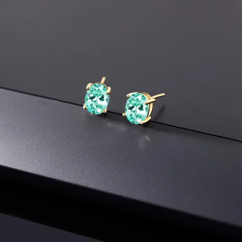 Miniatura 119 de Gem Stone King Aretes de oro de 14 quilates con piedra natal ovalada de 0.315 x 0.236 in Aretes de oro para mujer