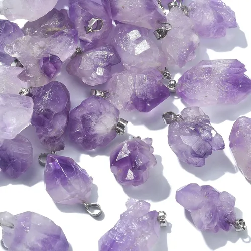 KitBeads 30 dijes de piedra de amatista natural de piedra de piedra curativa de amatista para collares, aretes, joyería