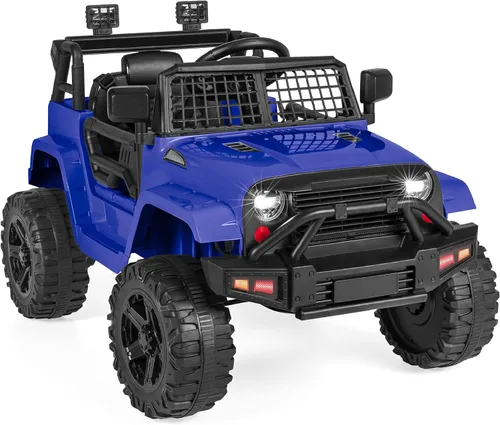 Productos de la mejor elección, camioneta de juguete para montar de 12 V para niños con control remoto para padres, suspensión de resorte, luces Azul
