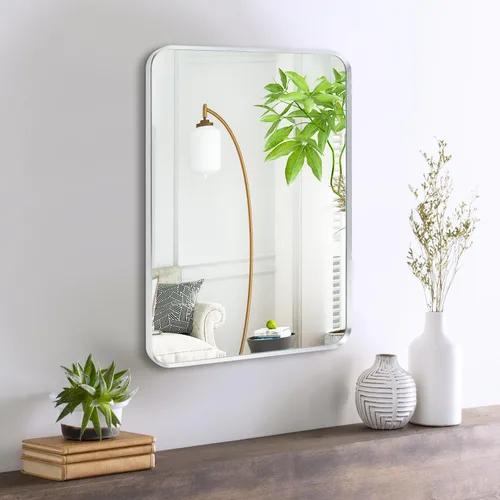 Miniatura 51 de Espejo de montaje en pared para baño, espejo rectangular de tocador rectangular con marco de metal negro cepillado (16 x 20 pulgadas, negro)