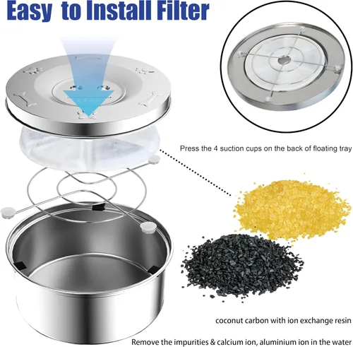 Miniatura 2 de Dispensador de agua para perros de 3 litros, cuencos de agua antiderrames para perros y comedero lento de acero inoxidable para perros, dispensador