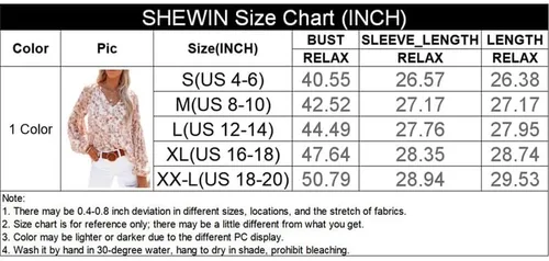 Miniatura 6 de SHEWIN Blusas sueltas de manga larga con cuello en V y estampado floral para mujer
