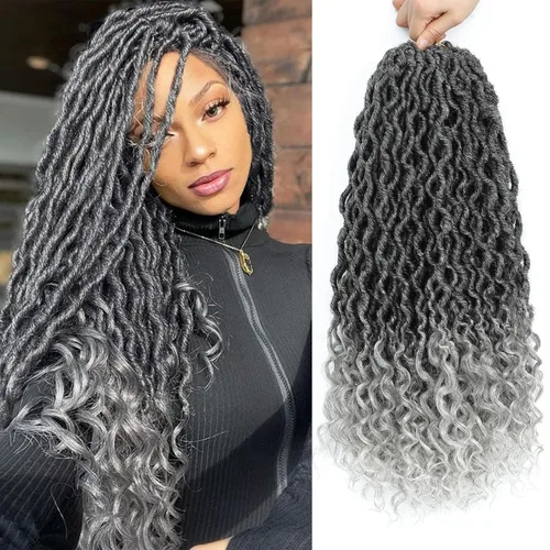 Miniatura 35 de Karida Rastas de cabello sintético de ganchillo de 18 pulgadas, 8 paquetes de cabello de ganchillo preanudado de diosa, rastas sintéticas onduladas