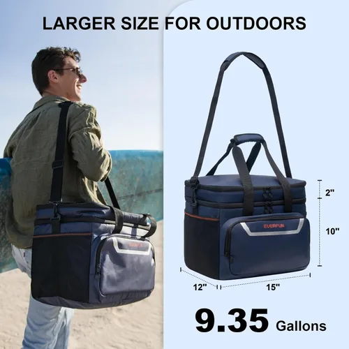 Miniatura 6 de EVERFUN Small Compact Cooler Bag 24/48 Can Insulated Lunch Box Double Deck Soft Leak-Proof Waterproof Collapsible Ice Chest for Men Women Work
