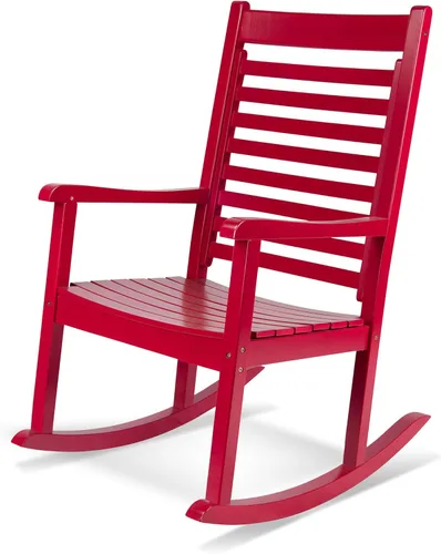 Miniatura 24 de Silla mecedora de madera moderna de Shine Company, balancín de porche ergonómico de asiento ancho, color negro