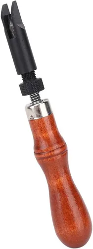 Miniatura 7 de GLOGLOW Herramienta de ranurado en forma de V de cuero, tipo Groover de procesamiento de cuero tipo V mango de madera para artesanía de cuero