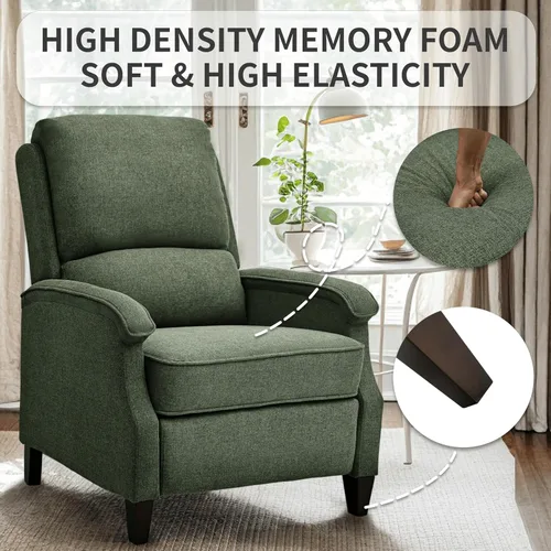 Miniatura 5 de VKNOW Silla reclinable, sillón reclinable de tela con reposabrazos suave, asiento de cine en casa con respaldo ajustable y soporte lumbar, sofá Verde