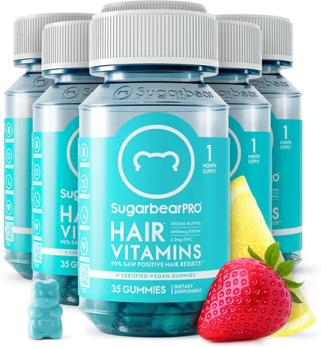 Miniatura 14 de Sugarbear Hair - Gomitas de vitamina para el cabello, suministro de 2 meses, biotina de fuerza extra 6000mcg, crecimiento para hombres y mujeres