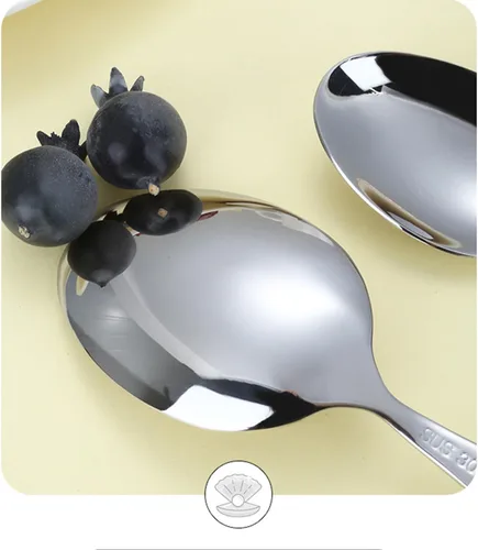 Miniatura 4 de Ouliget Cucharas de acero inoxidable, cuchara de mango de cerámica de acero inoxidable, cuchara de postre coreana con mango de perlas de imitación