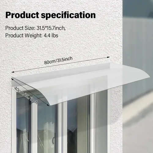 Miniatura 6 de Toldo Marquesina, Protección UV contra Lluvia y Nieve, Refugio contra la Lluvia, Cubierta Transparente Engrosada Libre de Mantenimiento, Lámina