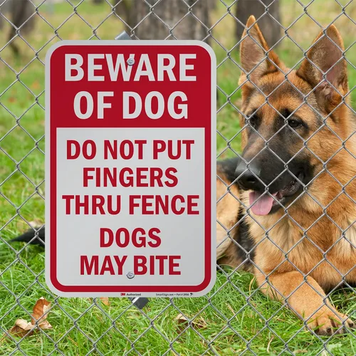 Miniatura 3 de SmartSign - K-9424-EG-12x18 "Cuidado con el perro - No pongas los dedos a través de la cerca, los perros pueden morder" 12 x 18 pulgadas 3M