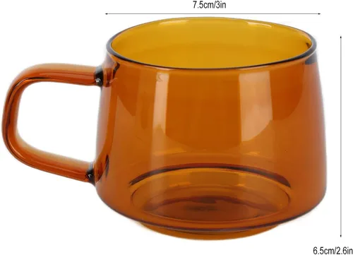 Miniatura 2 de Yosoo Taza de café, taza de vidrio vidrio de borosilicato con mango para leche para el hogar para café con leche (ámbar)