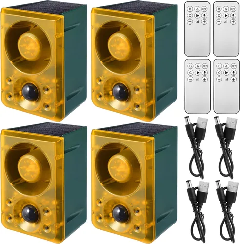 Miniatura 8 de Qualirey Sensor de movimiento solar para exteriores, alarma disuasoria de animales, sonido de disparo, alarma de ladridos de perro, generador