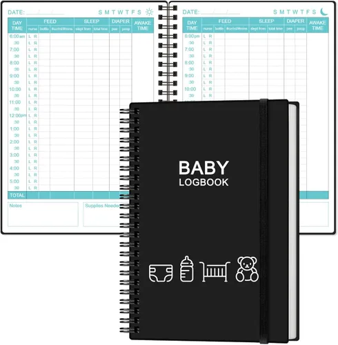 Miniatura 12 de Libro diario de registro para bebés, seguimiento A5 para recién nacidos, 150 páginas fáciles de llenar para rastrear y monitorear el horario de tu