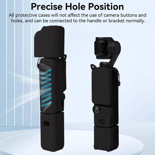 Miniatura 2 de Funda de silicona Pocket 3: Funda protectora Protector de lente compatible con cámara Vlogging DJI Osmo Pocket 3 Creator Combo Accesorios (negro)