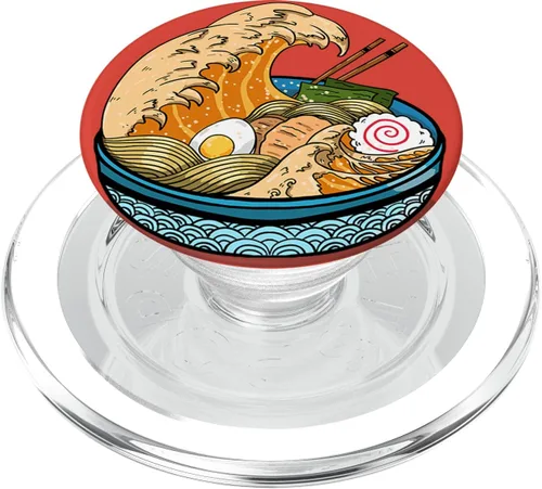 Miniatura 8 de Great Ramen Wave Kanagawa Japanese Fideos Anime regalo PopSockets Grip y soporte para teléfonos y tabletas, Negro