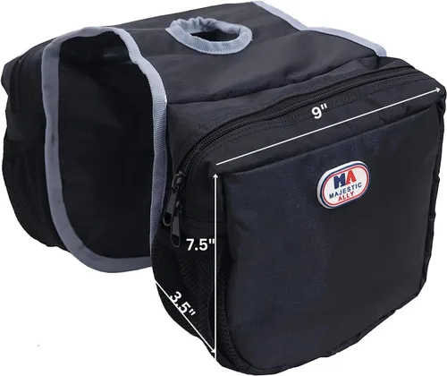 Miniatura 2 de Majestic Ally Bolsa de Cuerno Económica Aislada para Silla de Montar Western para Montar a Caballo con Prácticos Bolsillos de Malla Negro
