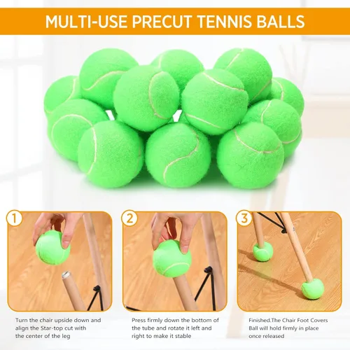 Miniatura 3 de Macarrie 16 pelotas de tenis precortadas para sillas, sillas de pelota de tenis, cubiertas de pies para patas de muebles para aula, protección