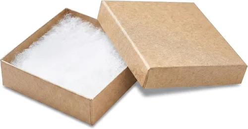 Miniatura 22 de TheDisplayGuys - Paquete de 100 cajas de cartón rellenas de algodón #21 para joyas, caja de regalo, color marrón kraft (2.6 x 1.6 x 1.0 pulgadas)