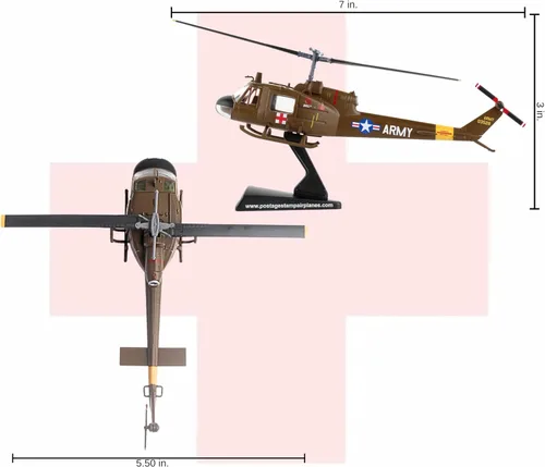Miniatura 7 de Daron Worldwide Trading Sello postal UH-1 Huey MEDEVAC Vehículo del Ejército de EE. UU. (Escala 1/87)