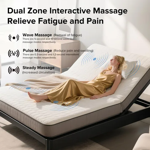 Miniatura 6 de Base de cama ajustable Queen – Base eléctrica ajustable con control remoto inalámbrico, gravedad cero y masaje, carga USB y almacenamiento debajo