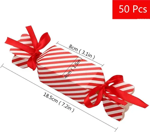 Miniatura 2 de DARENYI 50 cajas de dulces de Navidad, cajas vacías para dulces con cinta roja pequeñas cajas de dulces para dulces, chocolate, cajas de regalo