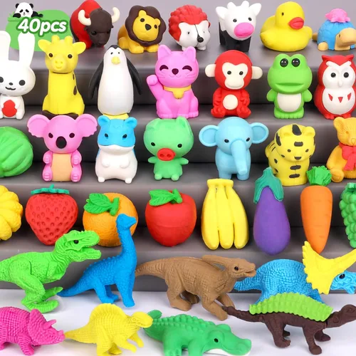 Miniatura 11 de Palmatte 140 piezas de mini borradores de animales a granel premios para niños, caja del tesoro, juguetes para el aula, recompensas