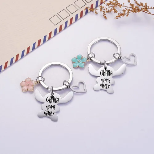 Miniatura 4 de Ralukiia - Collar con la frase "Ohana mean family", llavero con forma de Stitch, regalos de joyería para niños y niñas