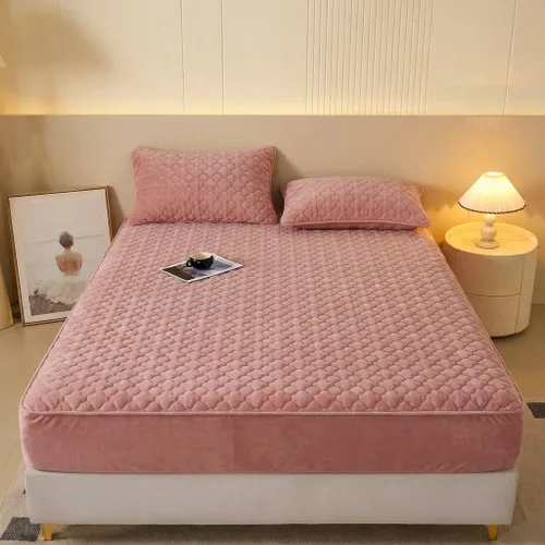 Miniatura 10 de Pangzi Sábana bajera de felpa de franela sólida, aterciopelada, suave, de peso pesado, antideslizante, funda protectora para colchón de cama